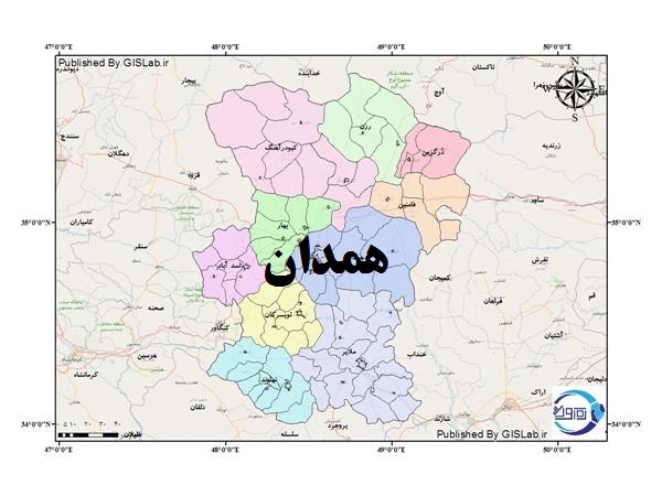 تقسیمات جغرافیایی استان همدان